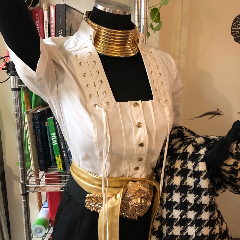 NWT Gucci White Dress Snap Front Shirt. 10